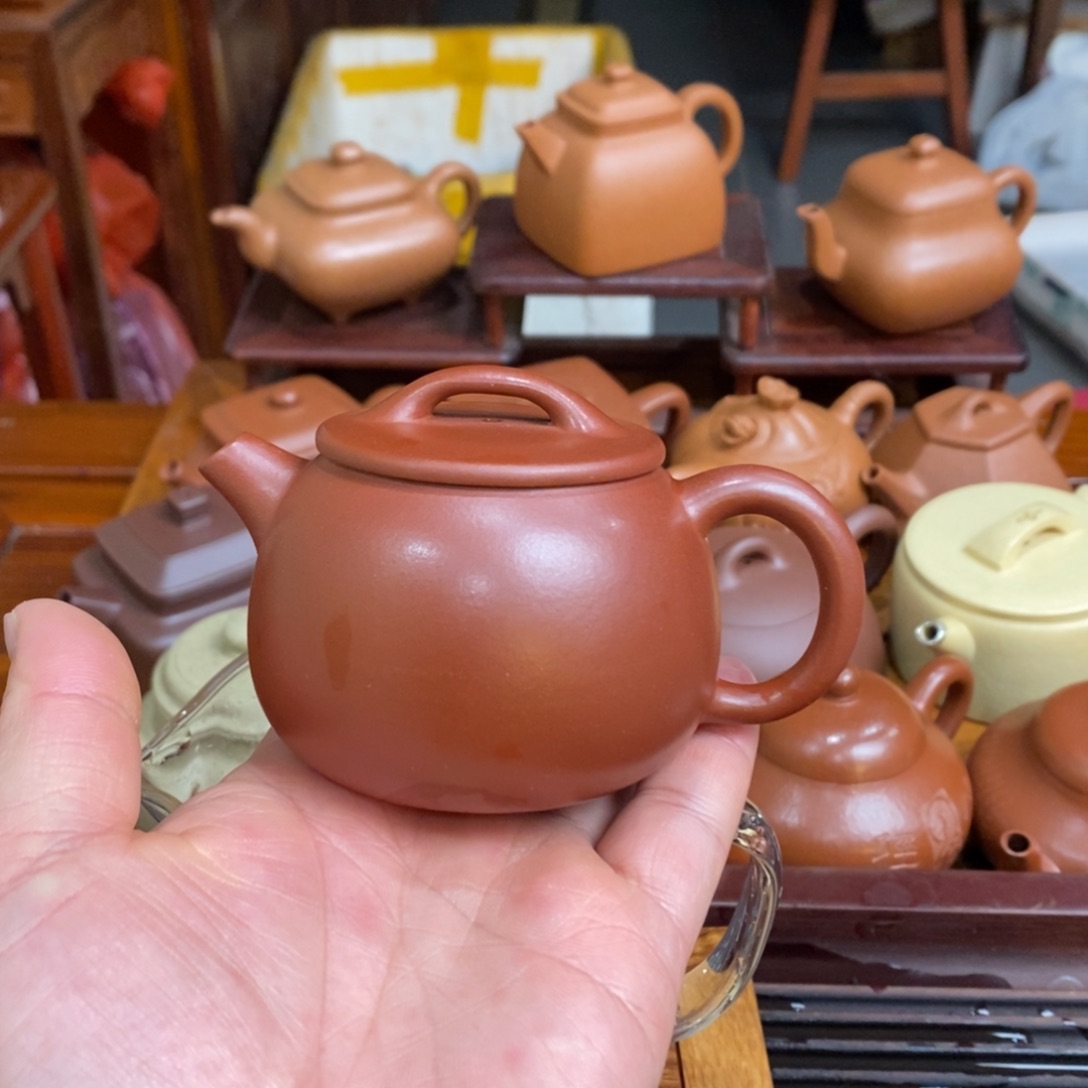 紫砂茶壶紫砂壶红清水圆瓦