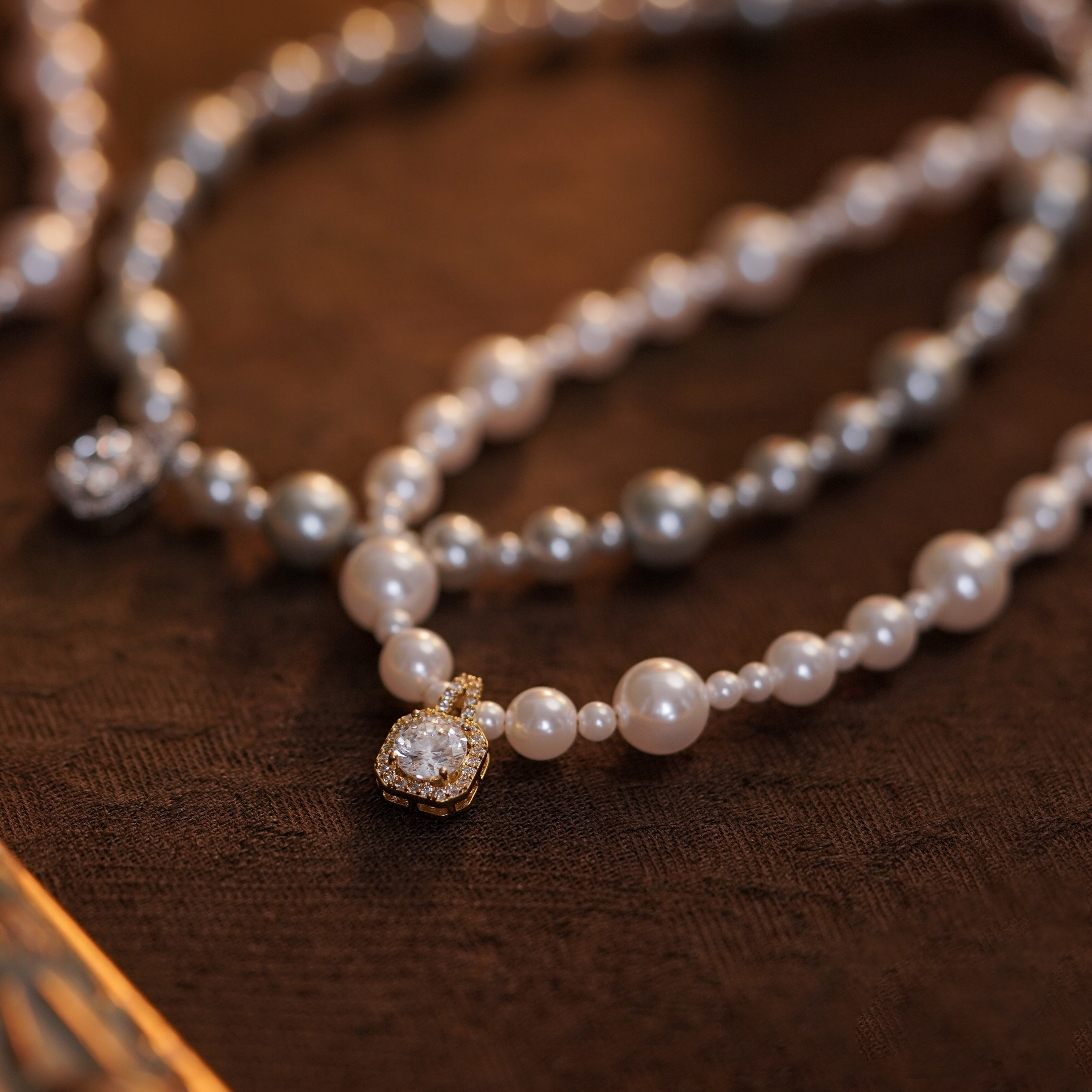 非金属仿珍珠项链 【环配】方糖 项链时尚经典简约优雅气质百搭