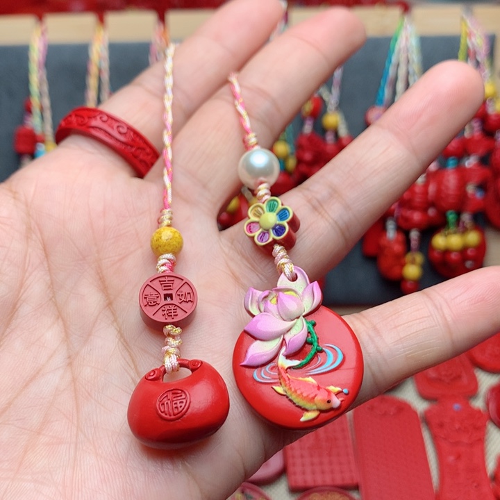 天然辰砂工艺品朱砂手机坠