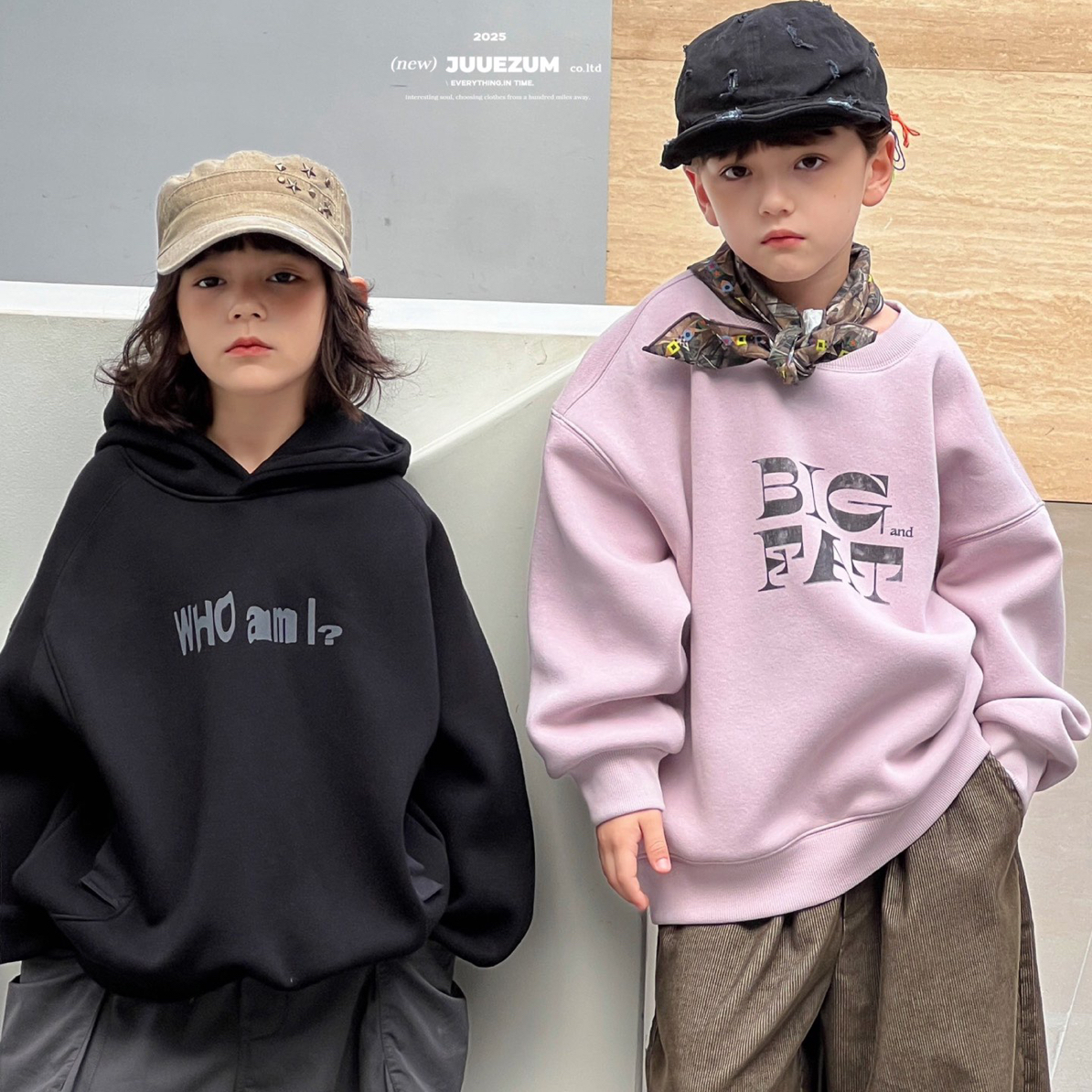 25冬【两色可选】九坐 7050 加绒卫衣秋冬童装保暖长袖加厚圆领0035