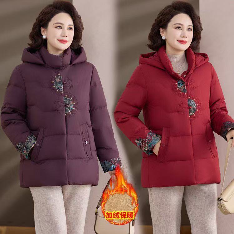 女士百搭加绒国风刺绣棉服 1606款