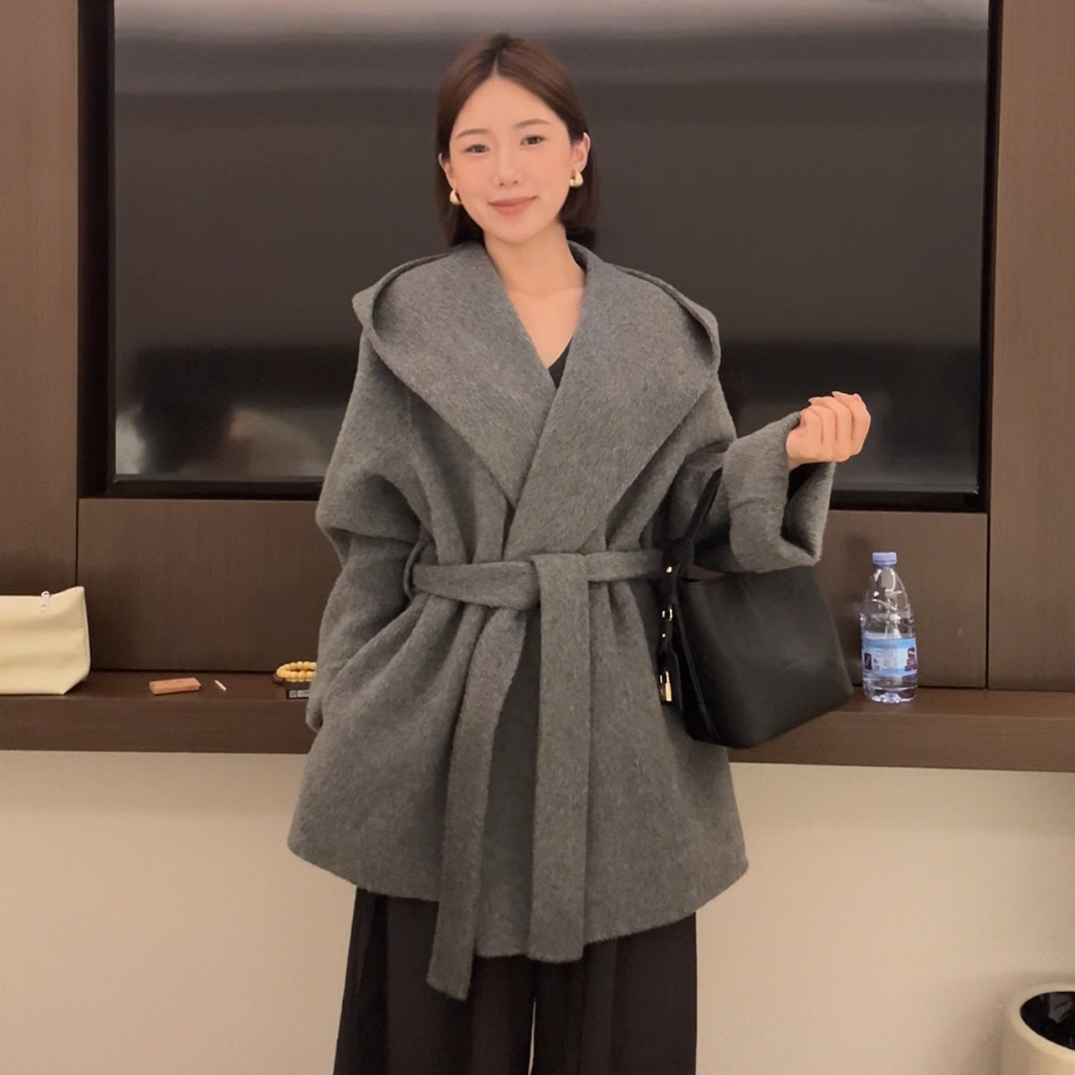 糖糖欧尼《高端线双面浴袍大衣》气质韩版双面呢外套