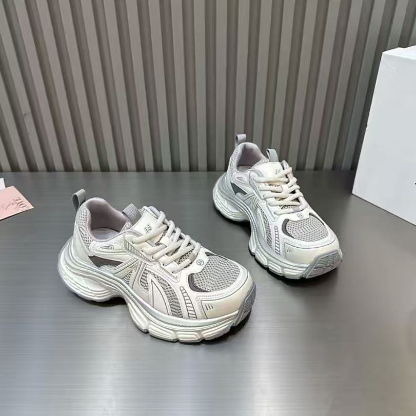 C5784 米色  夏季时尚老爹鞋女2025新款厚底增高休闲运动鞋