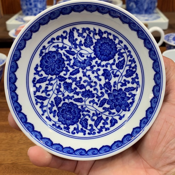 柴窑青花缠枝连壶承