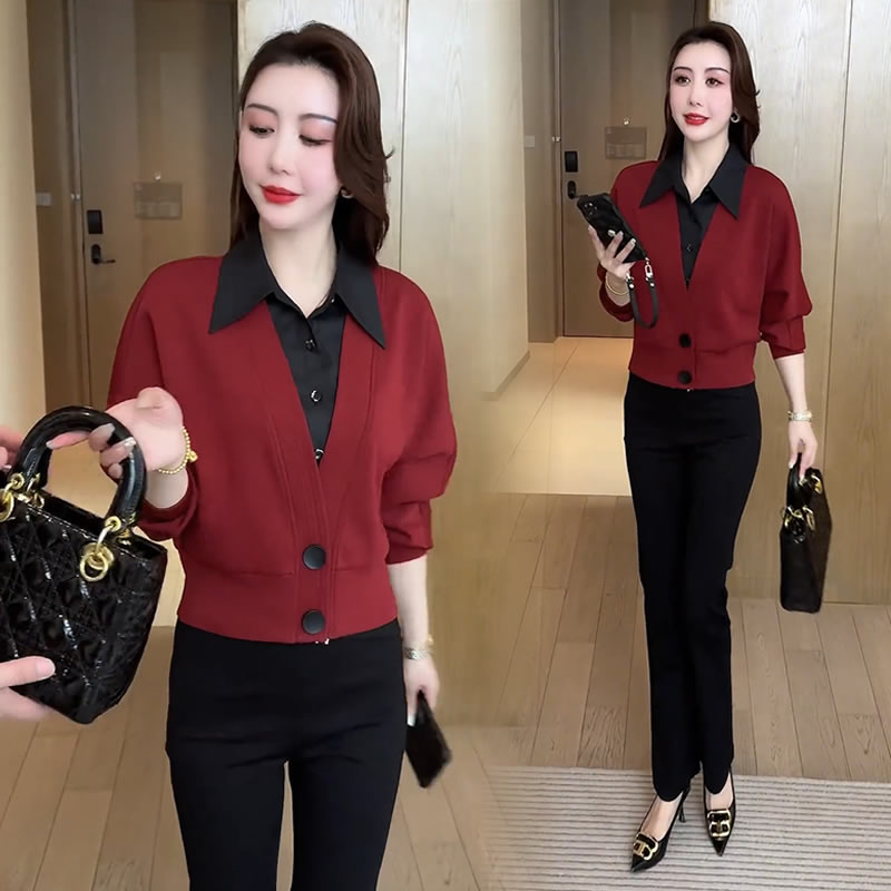 【有运费险】洋气减龄假两件衬衫女2025秋季新款百搭显瘦休闲上衣