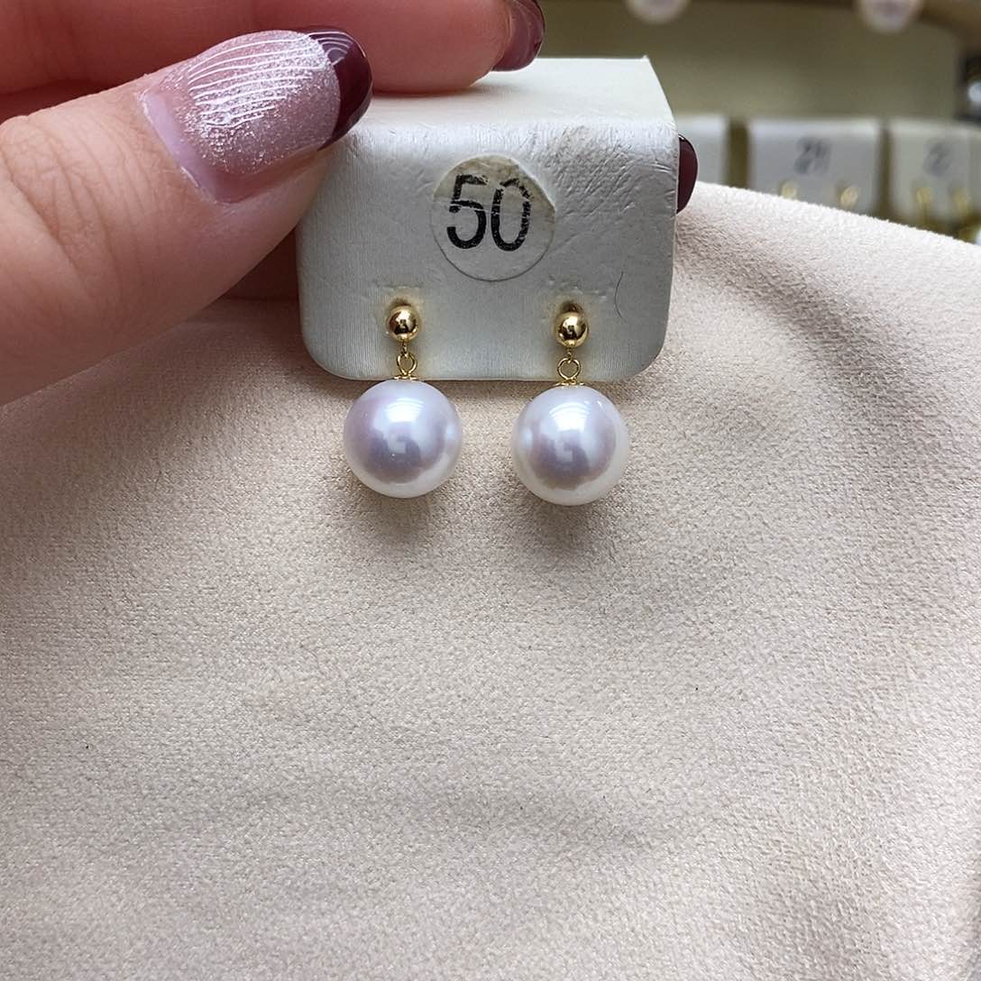 淡水珍珠耳饰18K金镶嵌