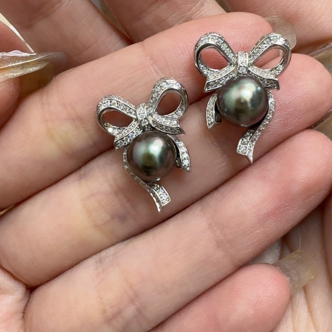 海水珍珠耳饰银S925镶嵌