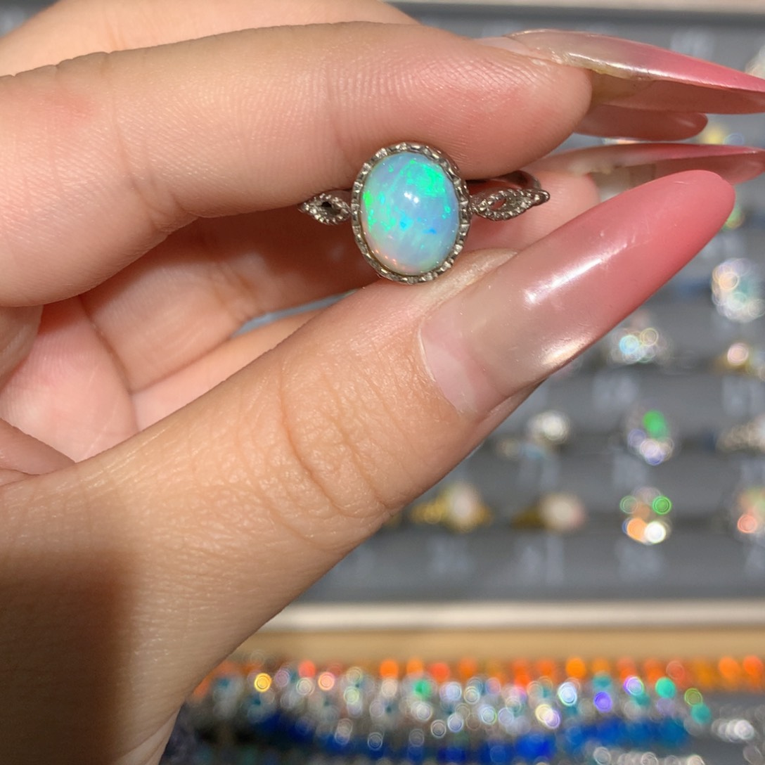 银S925镶嵌欧泊欧泊福利戒指l