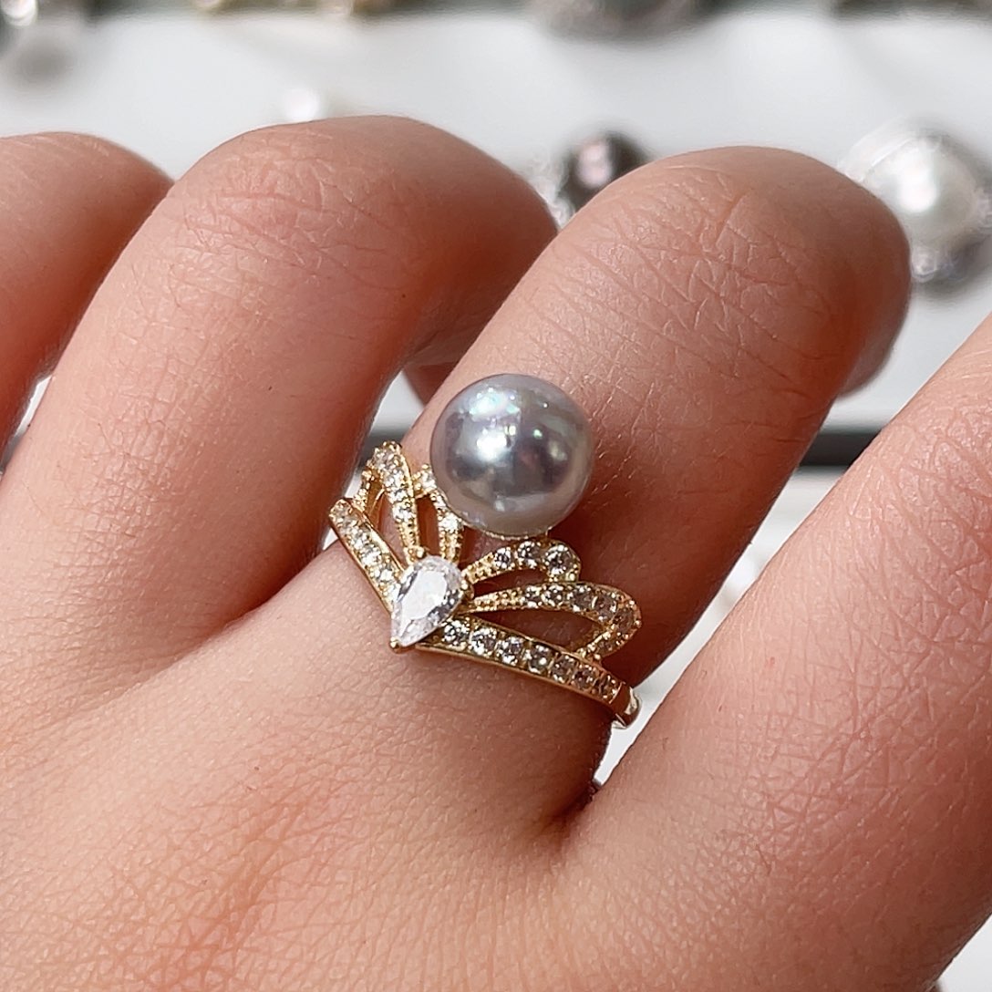 海水珍珠戒指银S925镶嵌