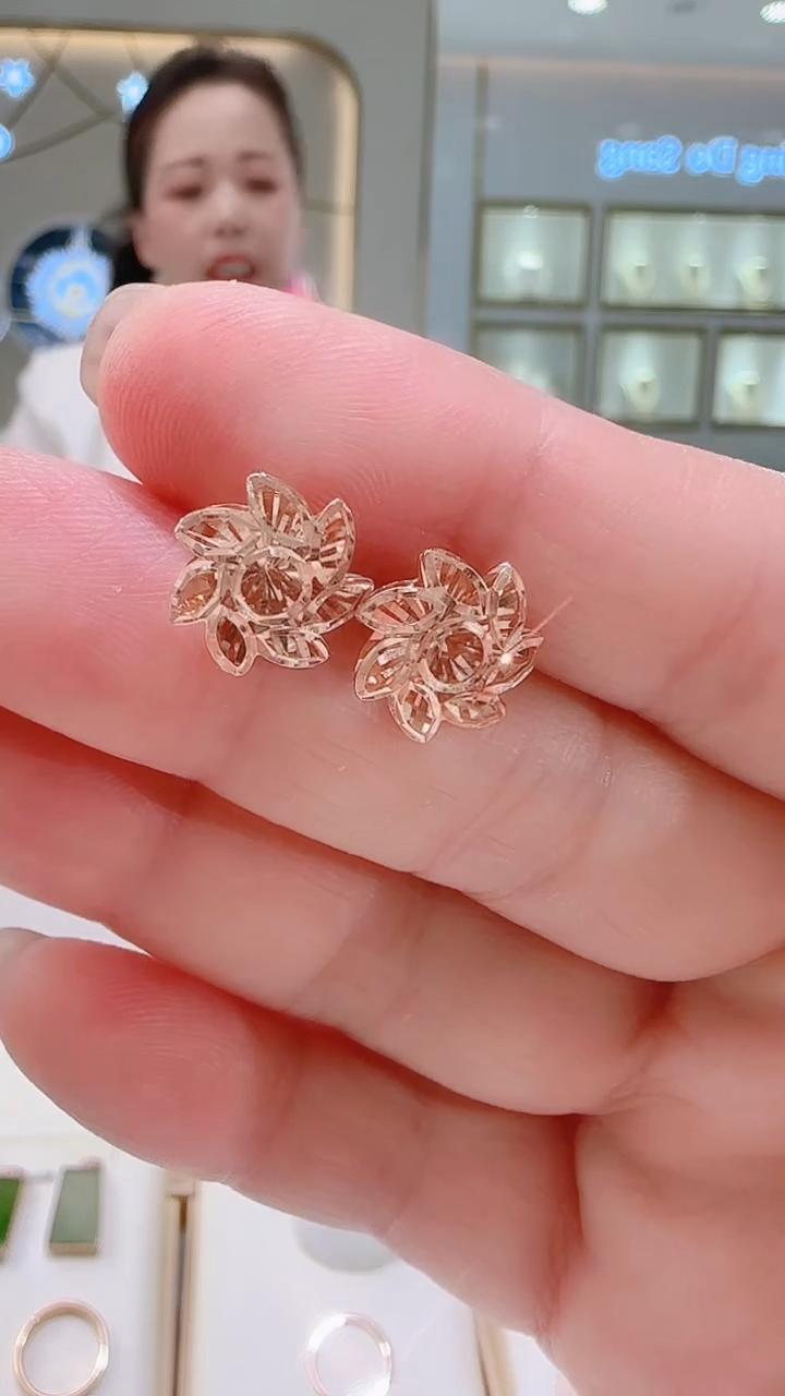 18K金莲花耳饰（精工）