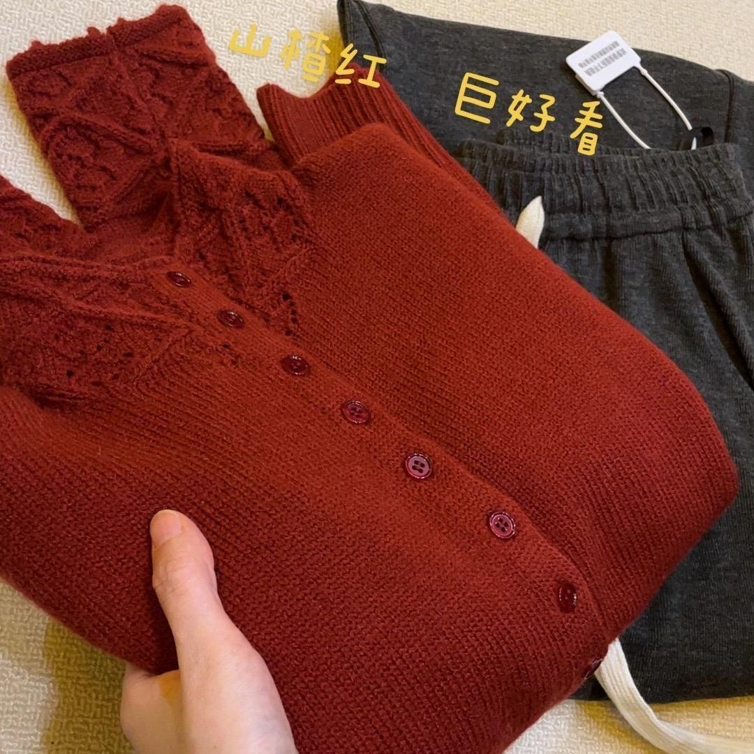【001-100】编码常规款针织加绒加厚款女毛针织衫好看红色高领女装