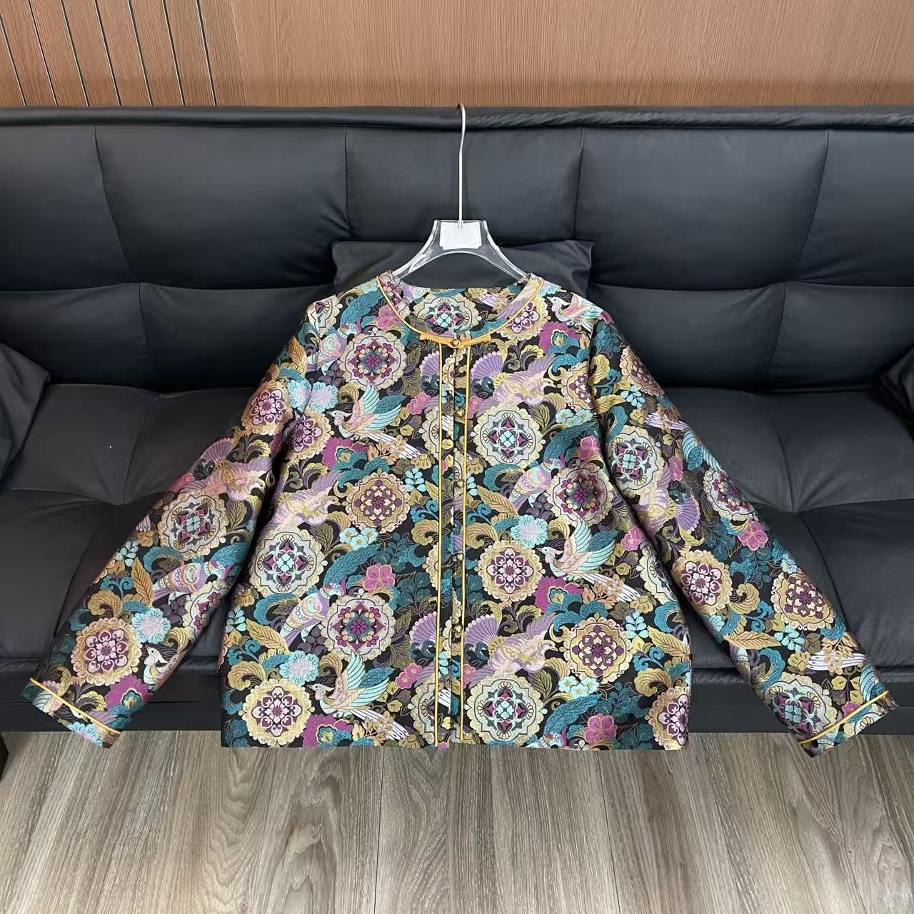 圆领珐琅锦短外套休闲国风短款设计师时尚外套女新款