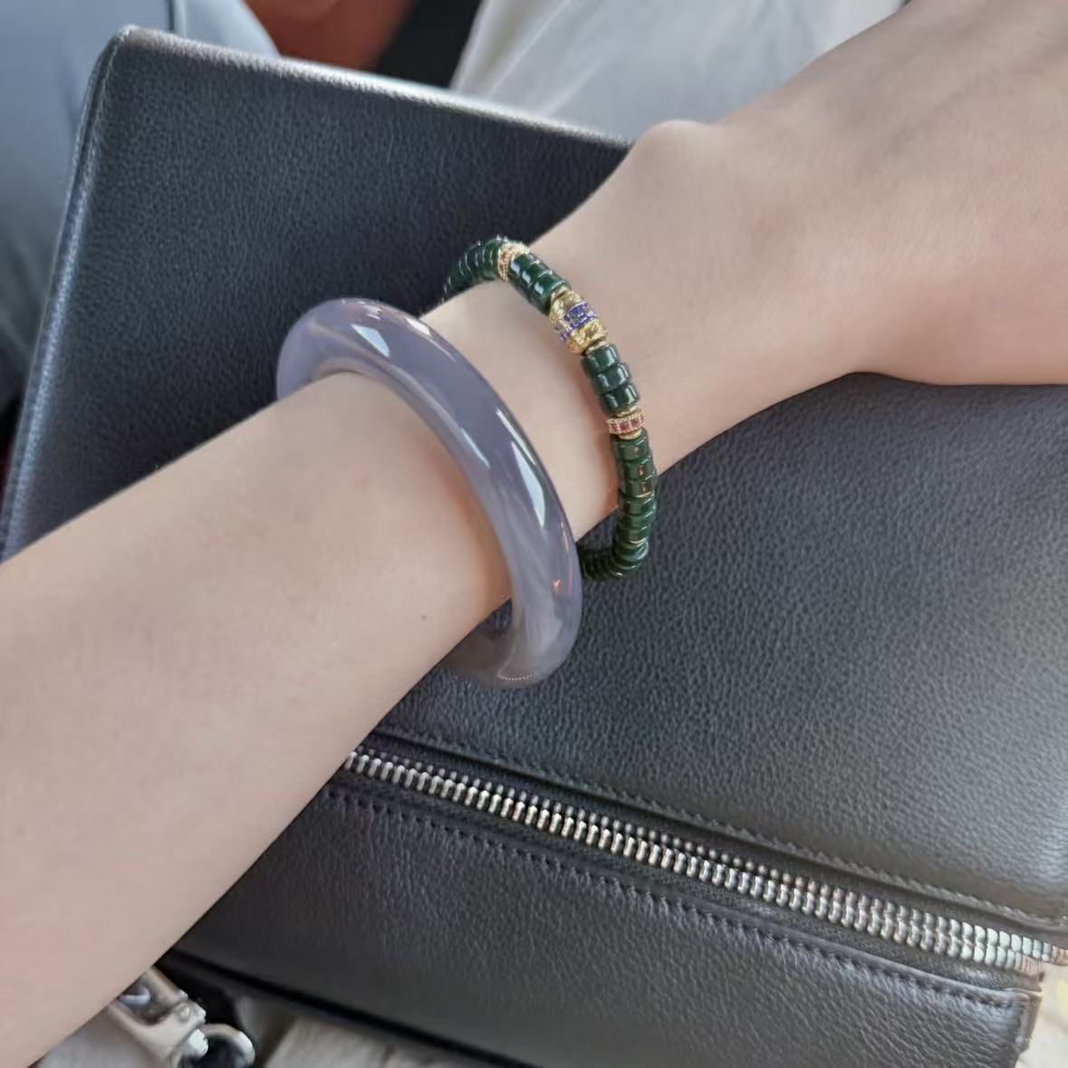 天然辰砂翠王精美文玩手镯H-0888