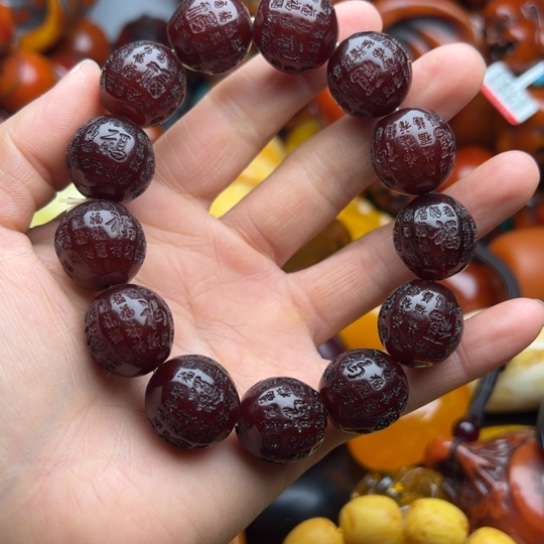 琥珀（花珀）手串未镶嵌蜜蜡