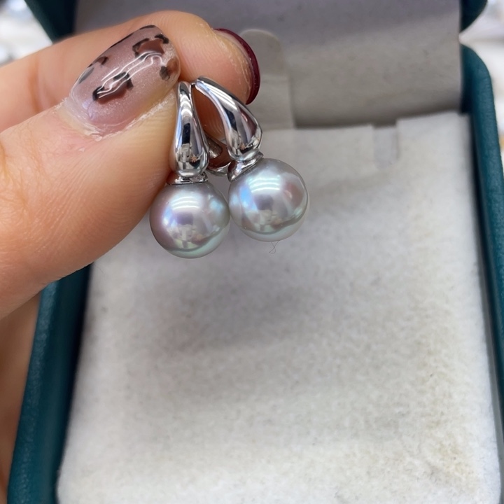 海水珍珠耳饰银S925镶嵌