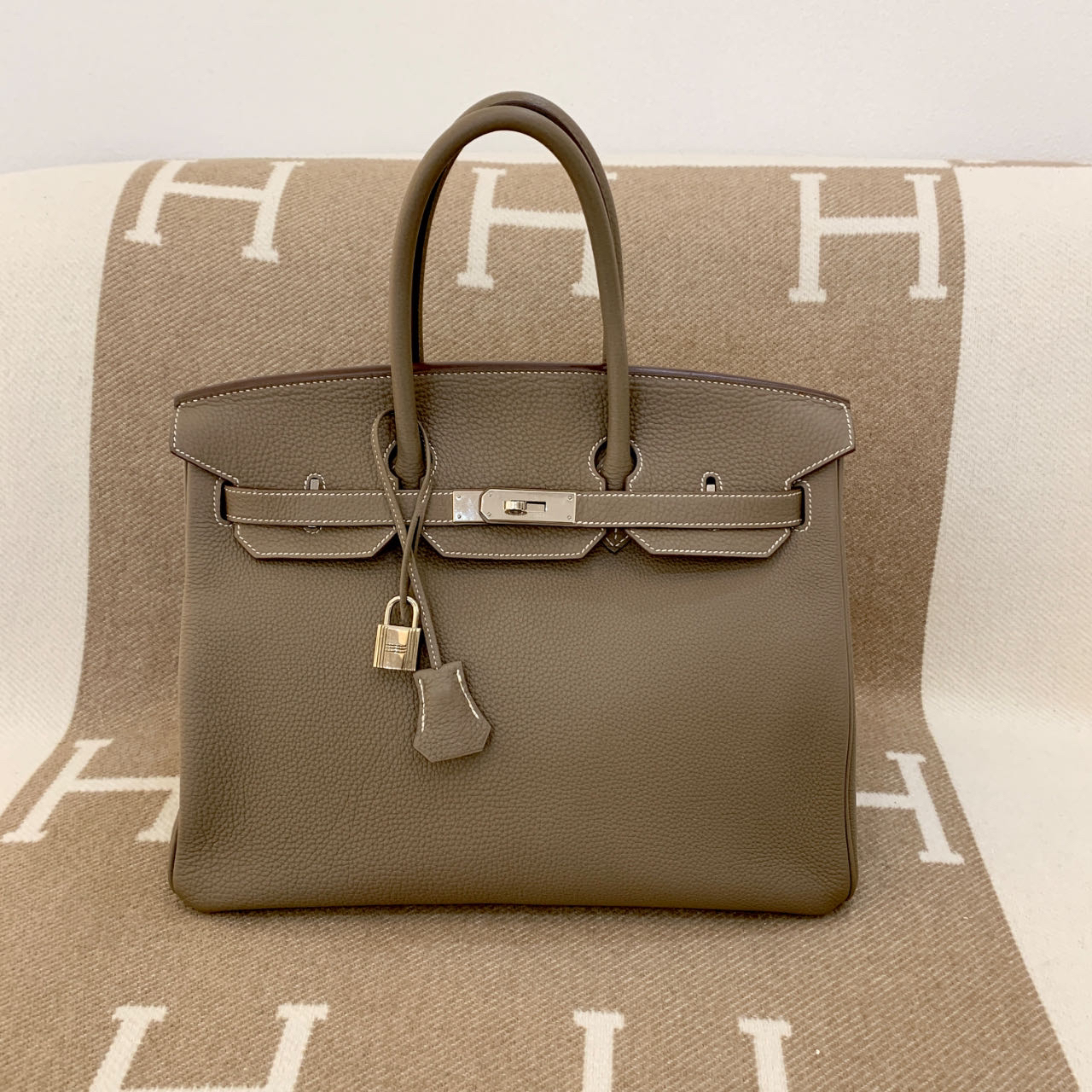 99新 Hermes/爱马仕 birkin 35 A togo大象灰mk0219a3 
