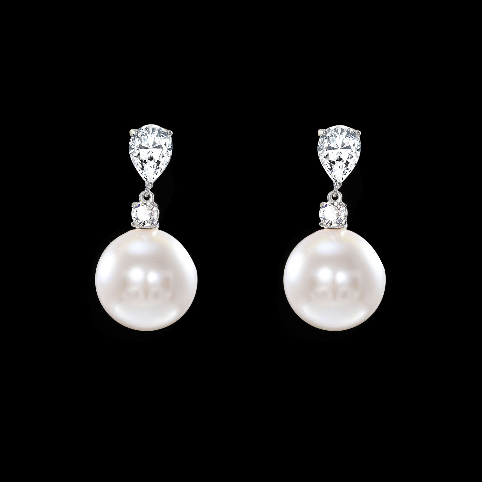 925银耳饰 ——木木（SA199）纯银水滴形耳饰珠珠12毫米