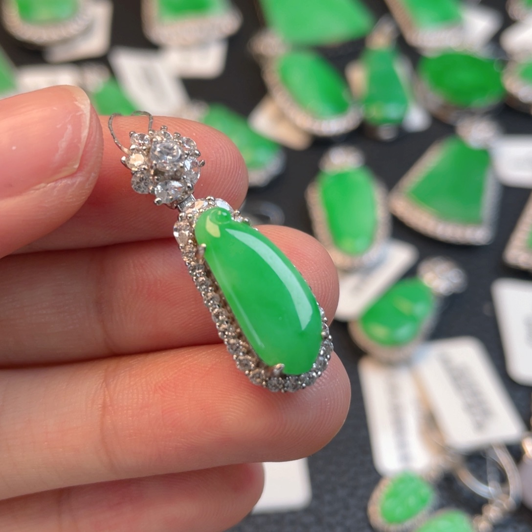 翡翠银S925镶嵌吊坠(不含链)