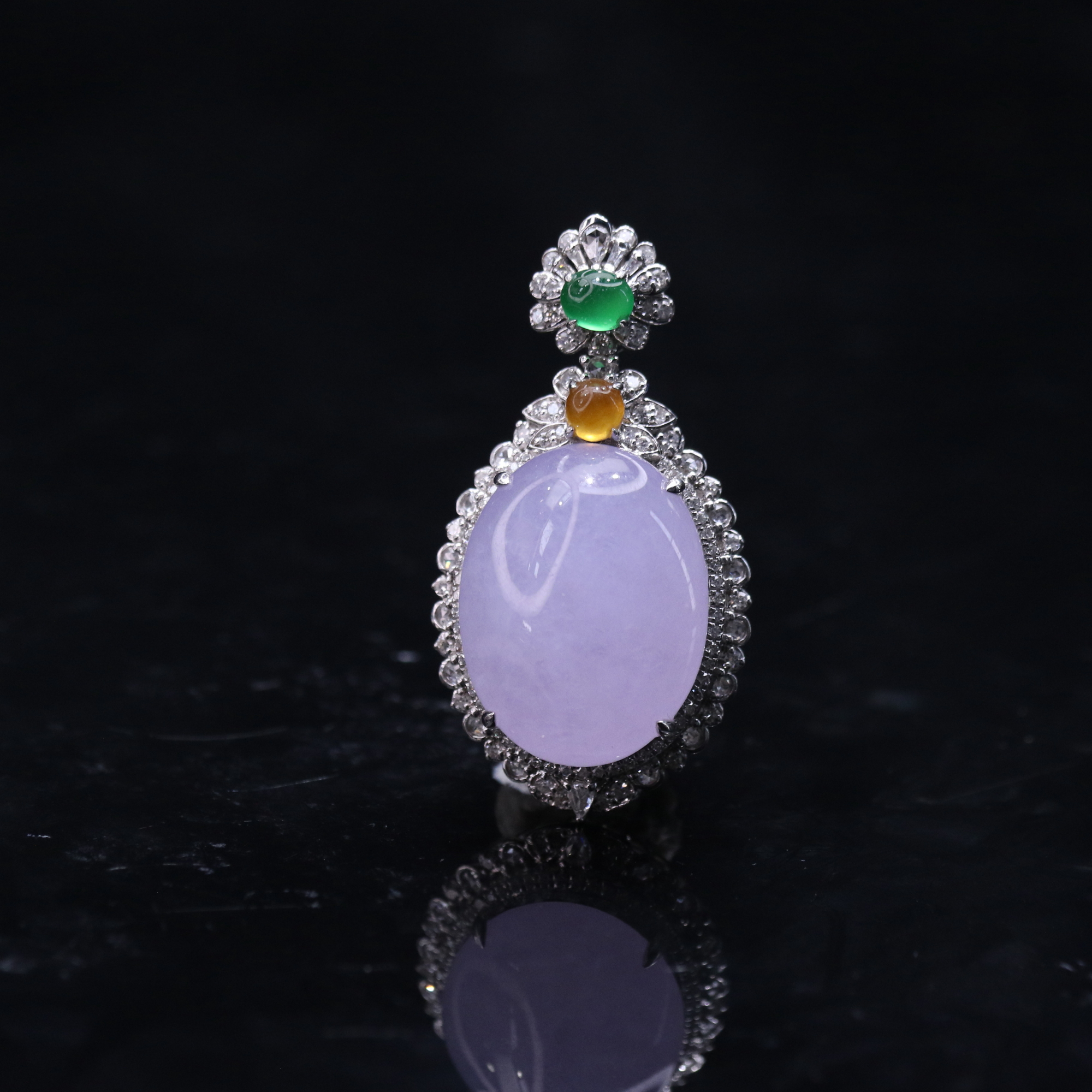 41天然缅甸翡翠A货18k冰紫蛋面吊坠/901195/北京中保拍卖