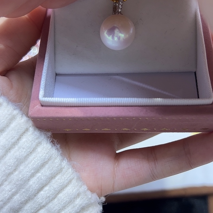 淡水珍珠未镶嵌颈饰14.5炫粉