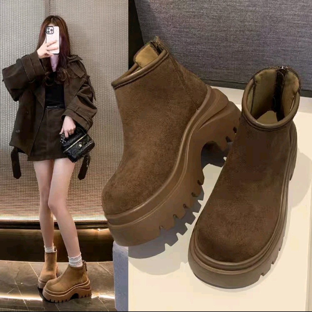 乖乖潮鞋 2025冬季断码青时尚加绒厚底勃肯鞋短靴