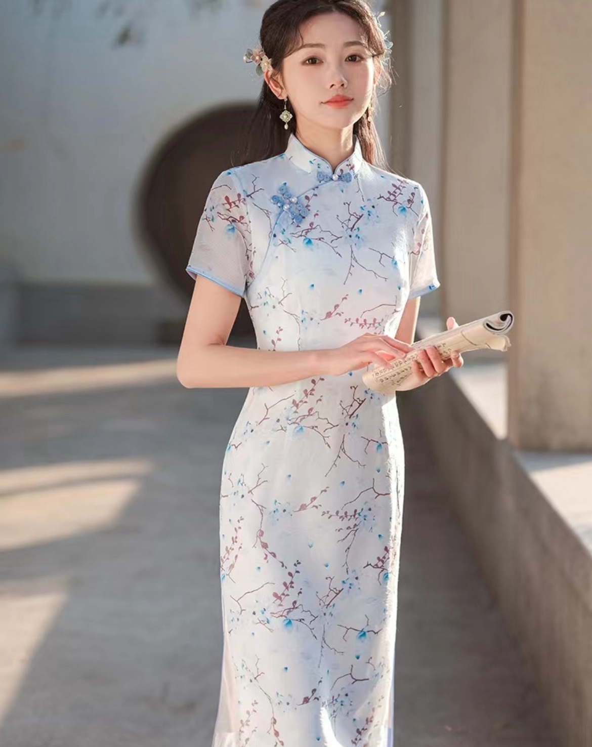 （132）L码 95斤-105斤 时尚 气质旗袍 长度约105cm修身显瘦中长款