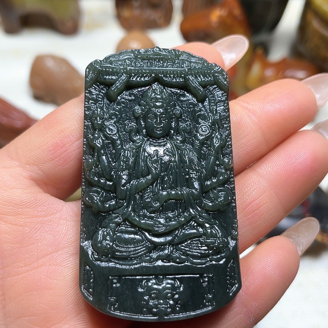 白玉菩提吊坠白玉菩萨吊坠