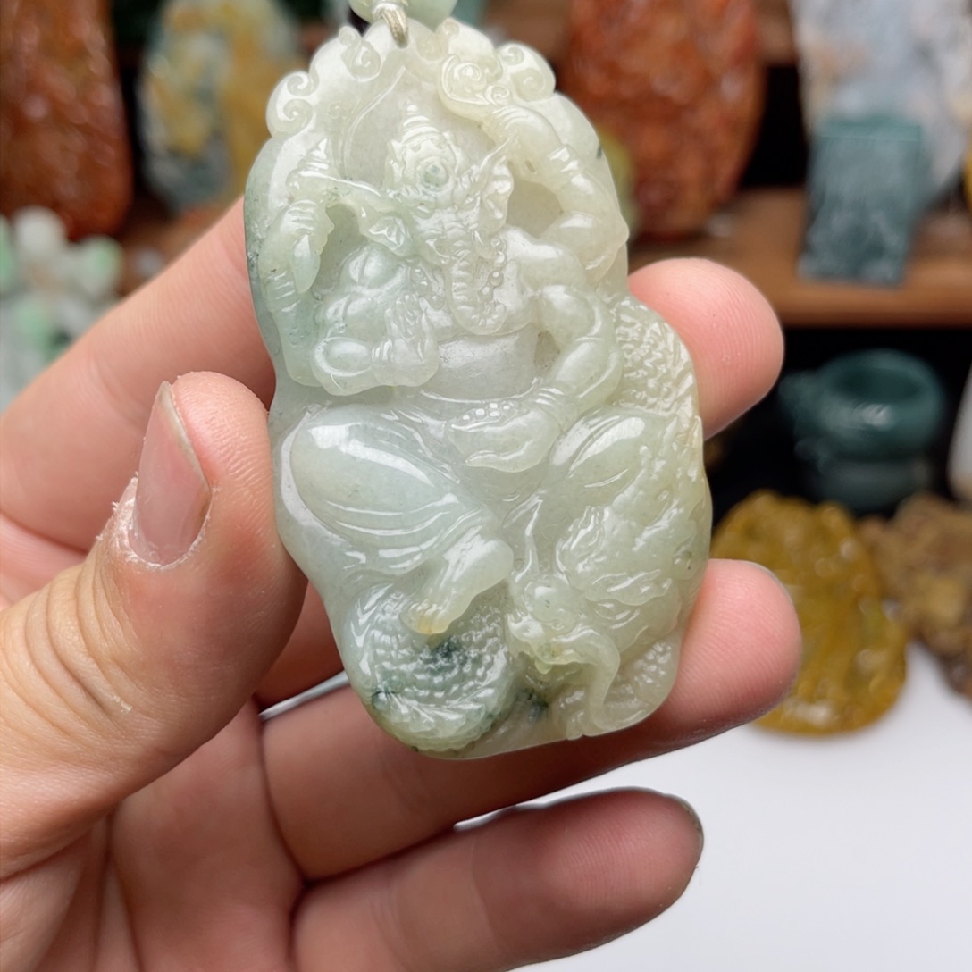 定制翡翠未镶嵌村***人象神