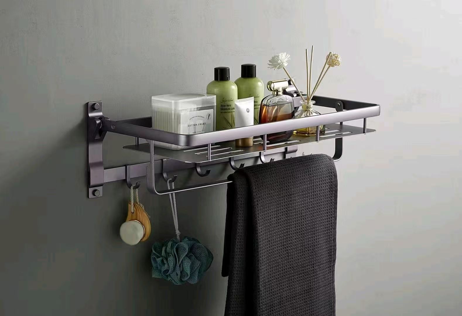 毛巾架2层挂钩浴巾架架子1层洗漱台毛巾挂