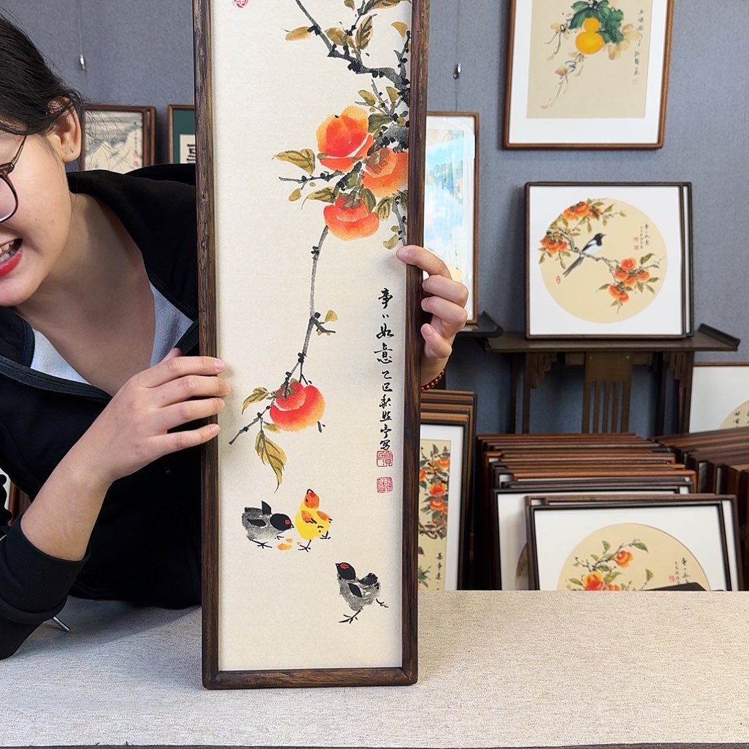 国画手绘带框尺寸：20*70