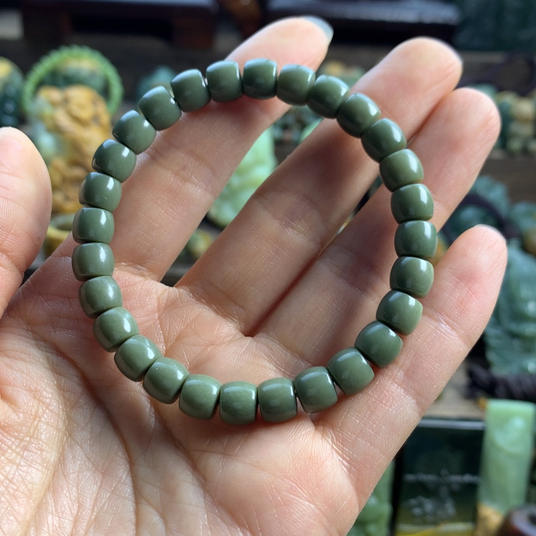 岫岩老玉（透闪石质玉）手串未镶嵌流**月