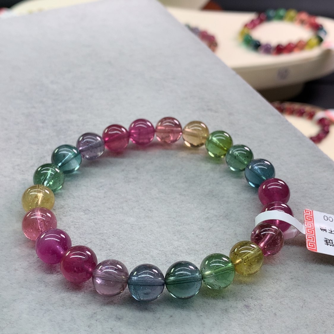 【闪购商品】碧玺手链未镶嵌碧玺荧光色标单圈8.8