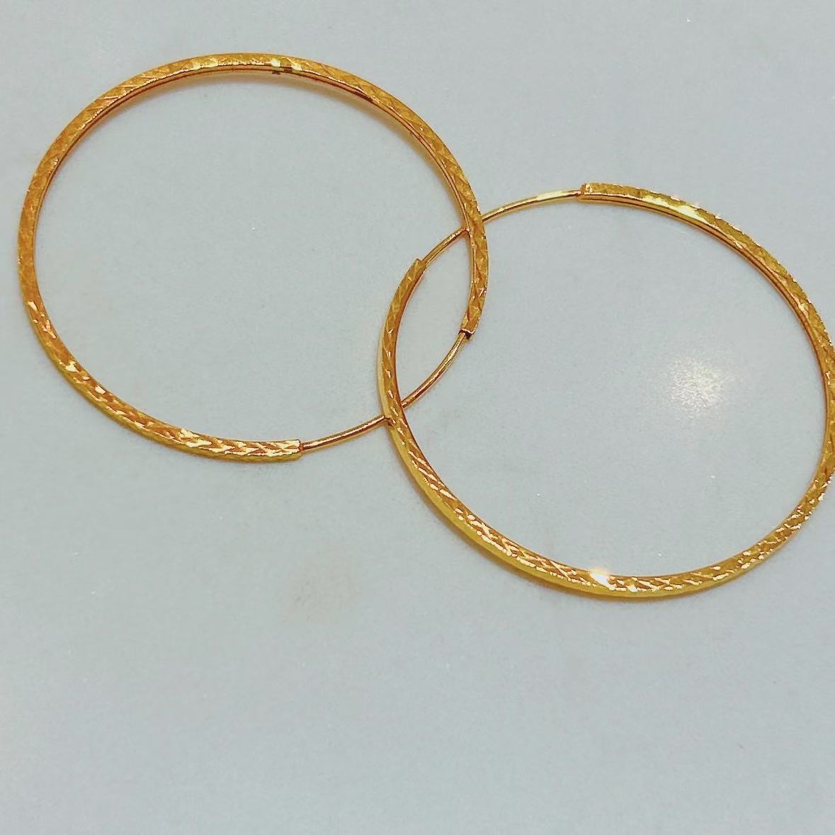 足金999 车花大耳环耳钉耳饰