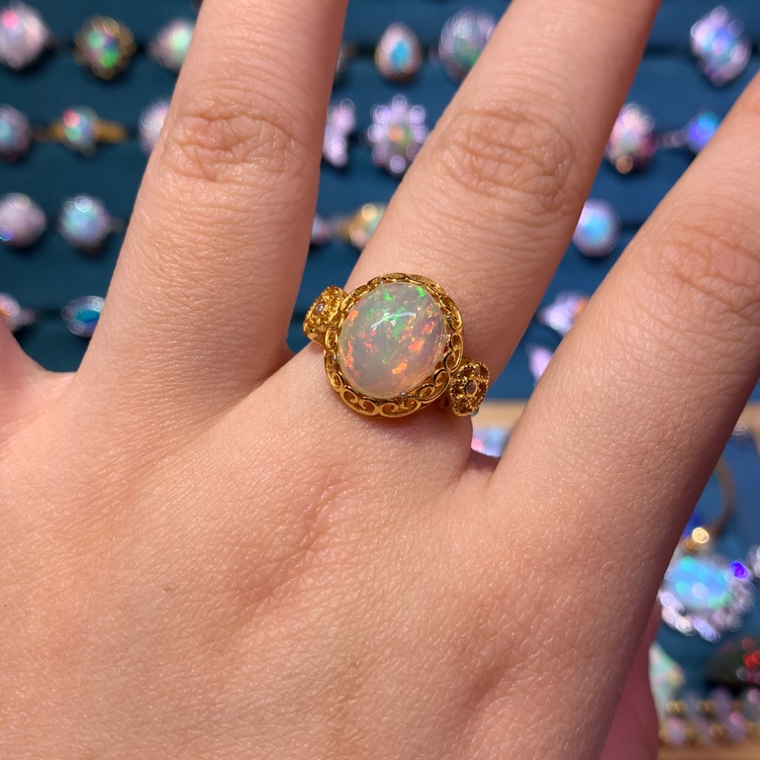 欧泊银S925镀金镶嵌戒指款