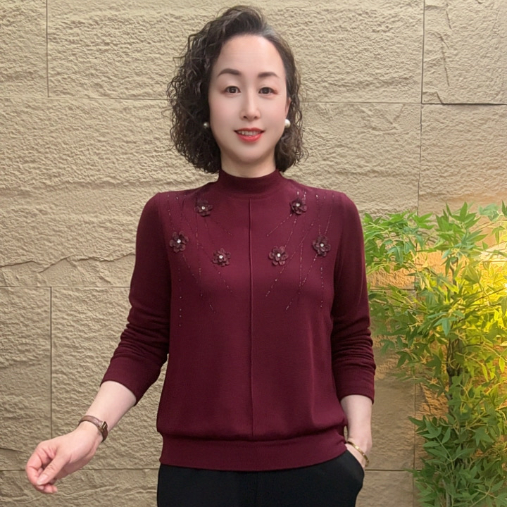 妈妈装秋冬双面德绒打底衫时尚宽松保暖气质中年内搭休闲长袖百搭