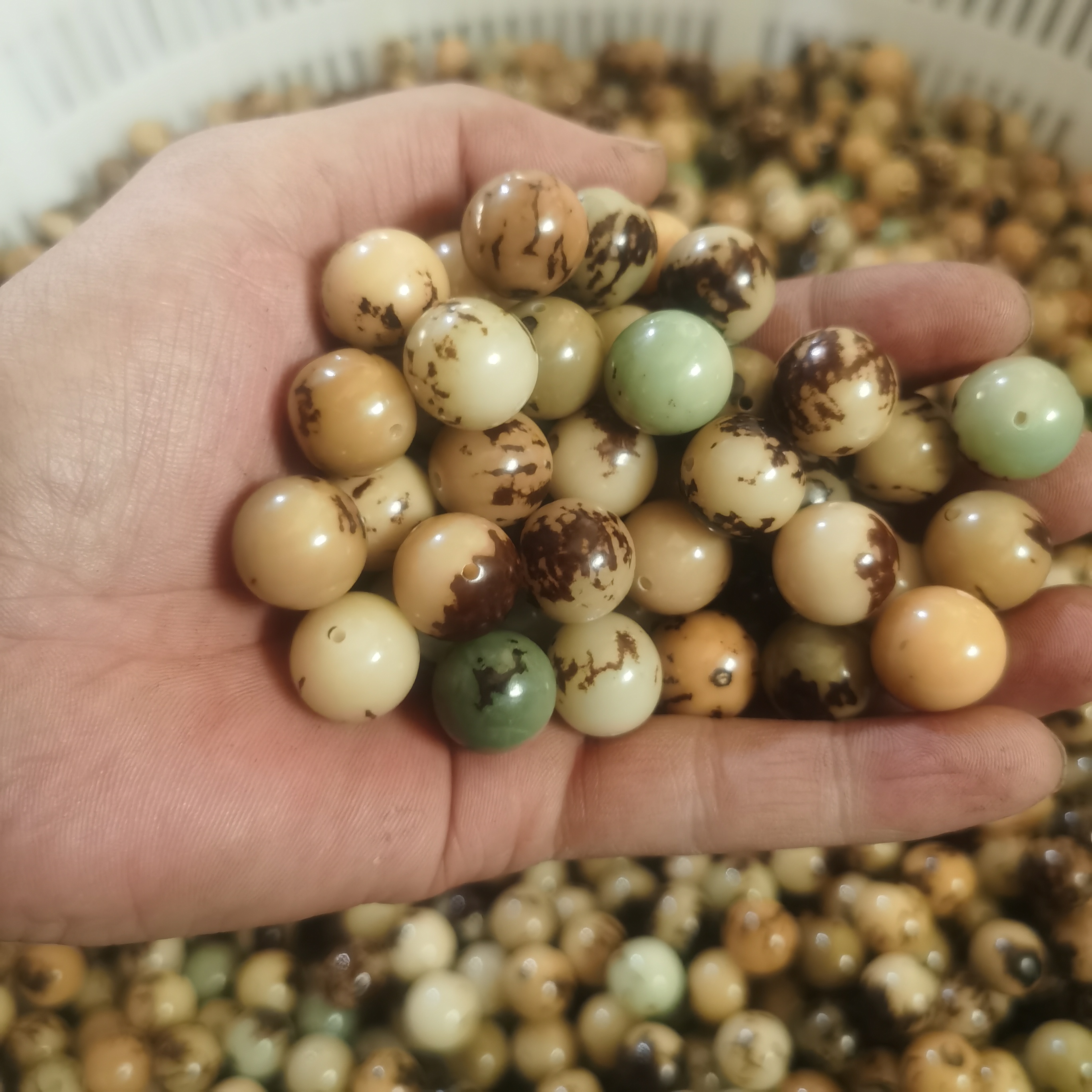 15mm虎斑纹正圆无芽眼天然菩提根散珠DIY串珠木珠手持文玩珠菩提