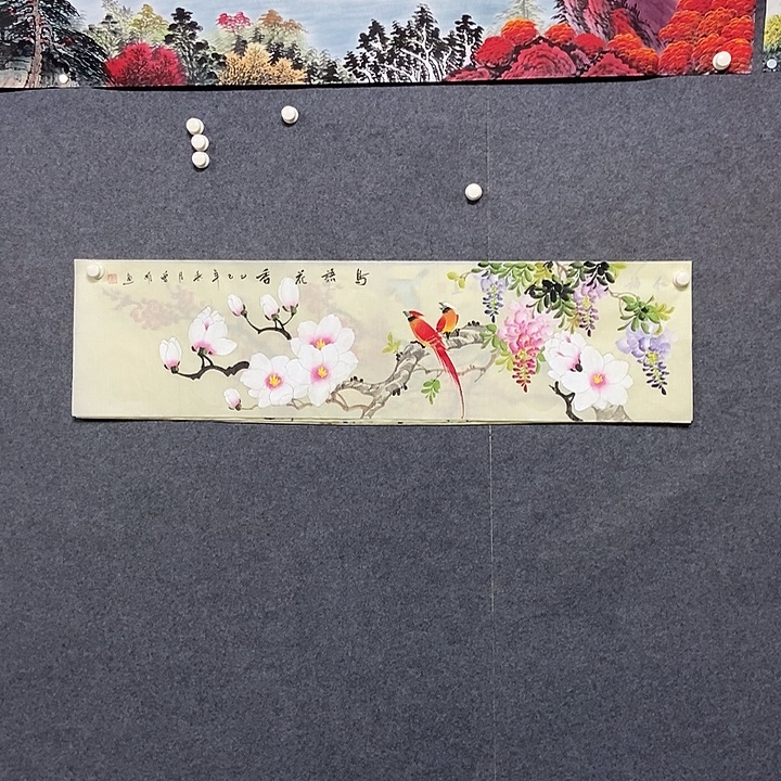 国画四尺对开一副