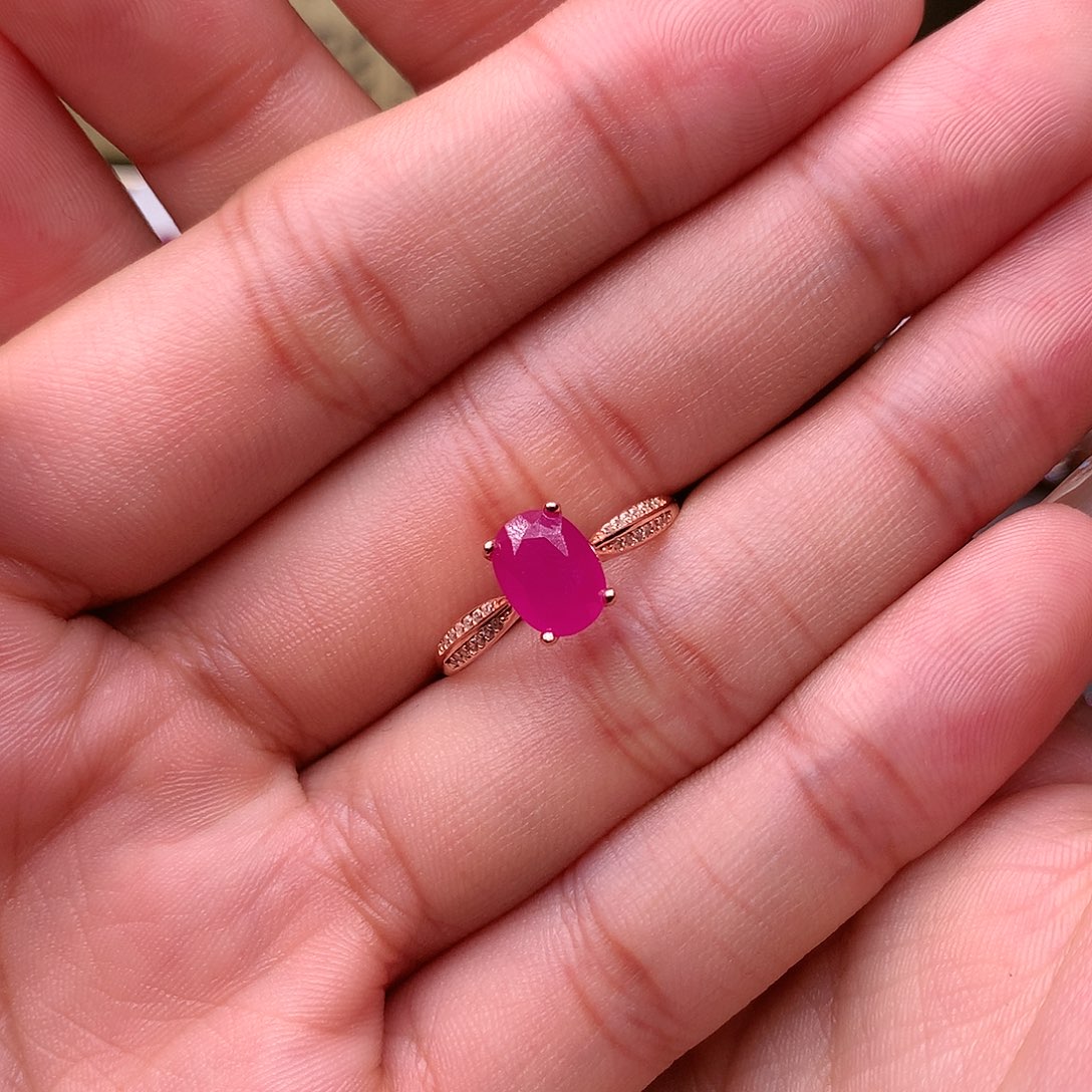 红宝石戒指银S925镶嵌