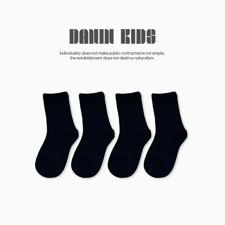 儿童百搭坑条中筒袜棉袜纯棉纯色长袜子潮流百搭透气袜子