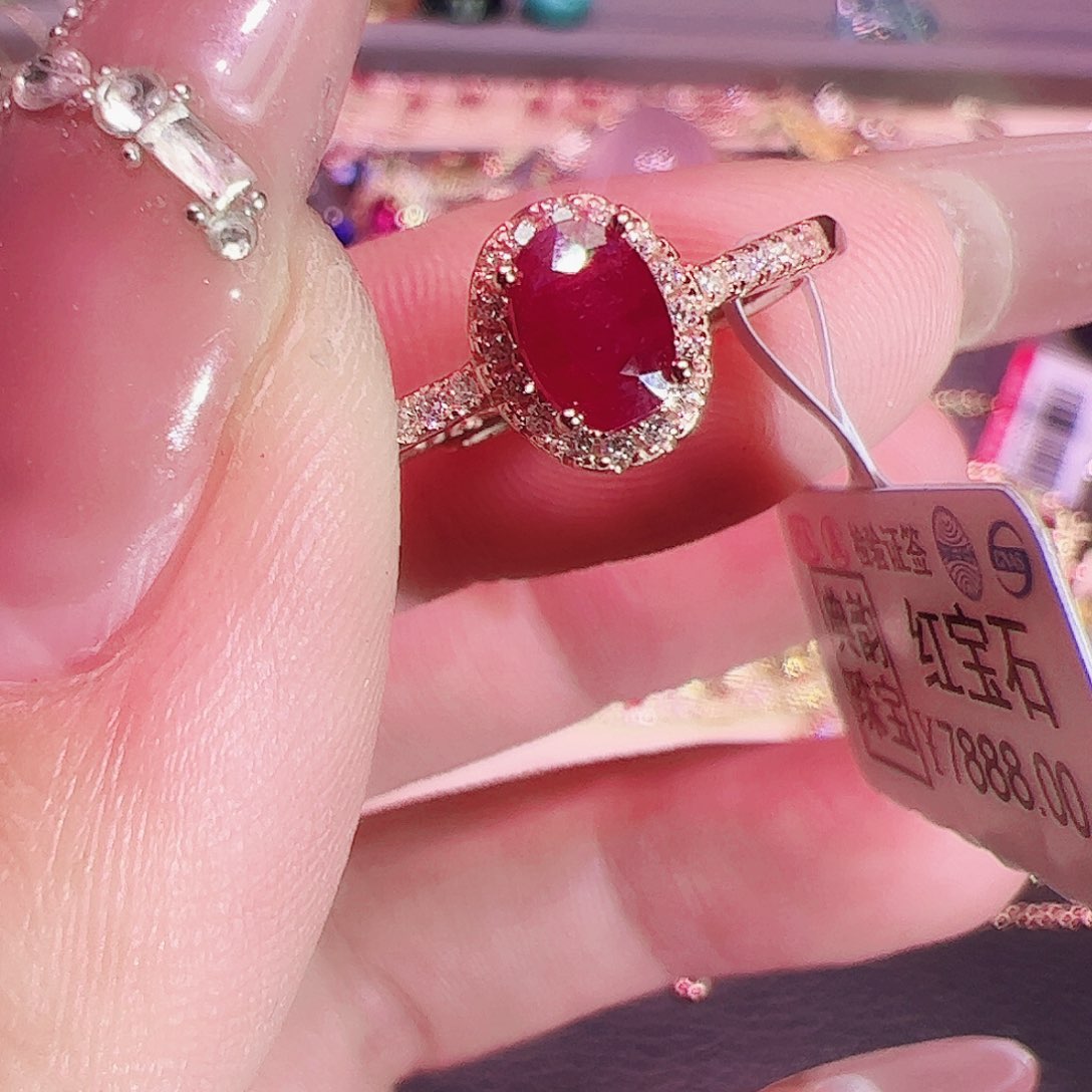 红宝石戒指银S925镶嵌