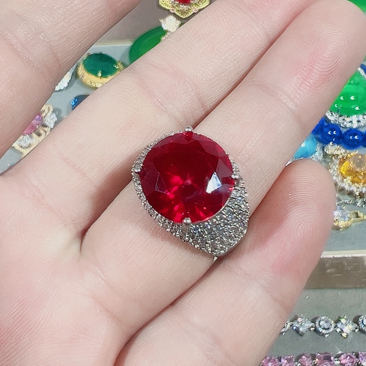 钨金红色蓝色满钻镶嵌