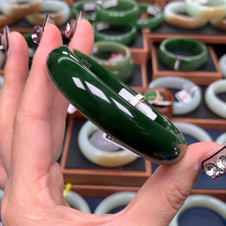 和田玉（碧玉）手镯5758圈口未镶嵌