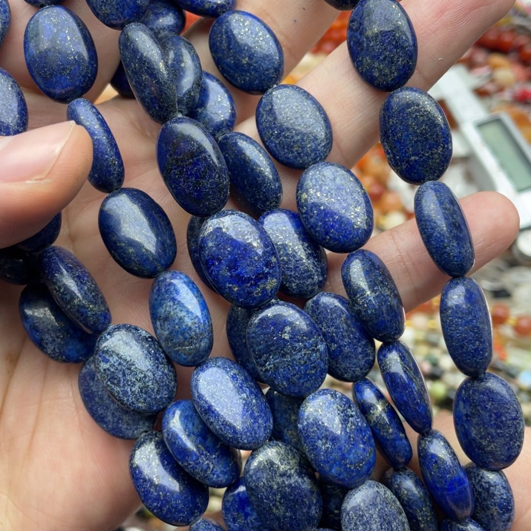 玛瑙/玉髓珠宝半成品未镶嵌一条装13*18青金椭圆片