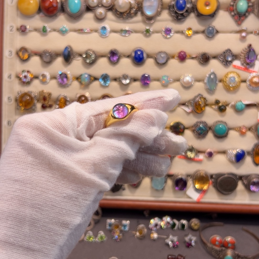 半****925银紫色戒指活口银镶