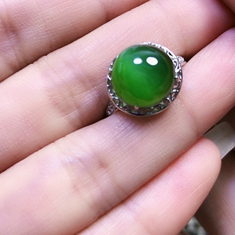 和田玉银S925镶嵌戒指