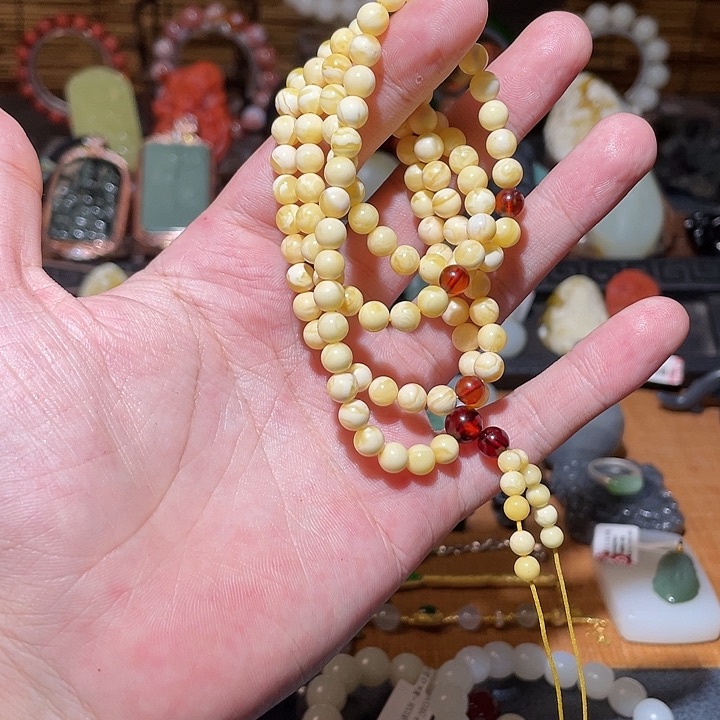 蜜蜡颈饰未镶嵌手串108