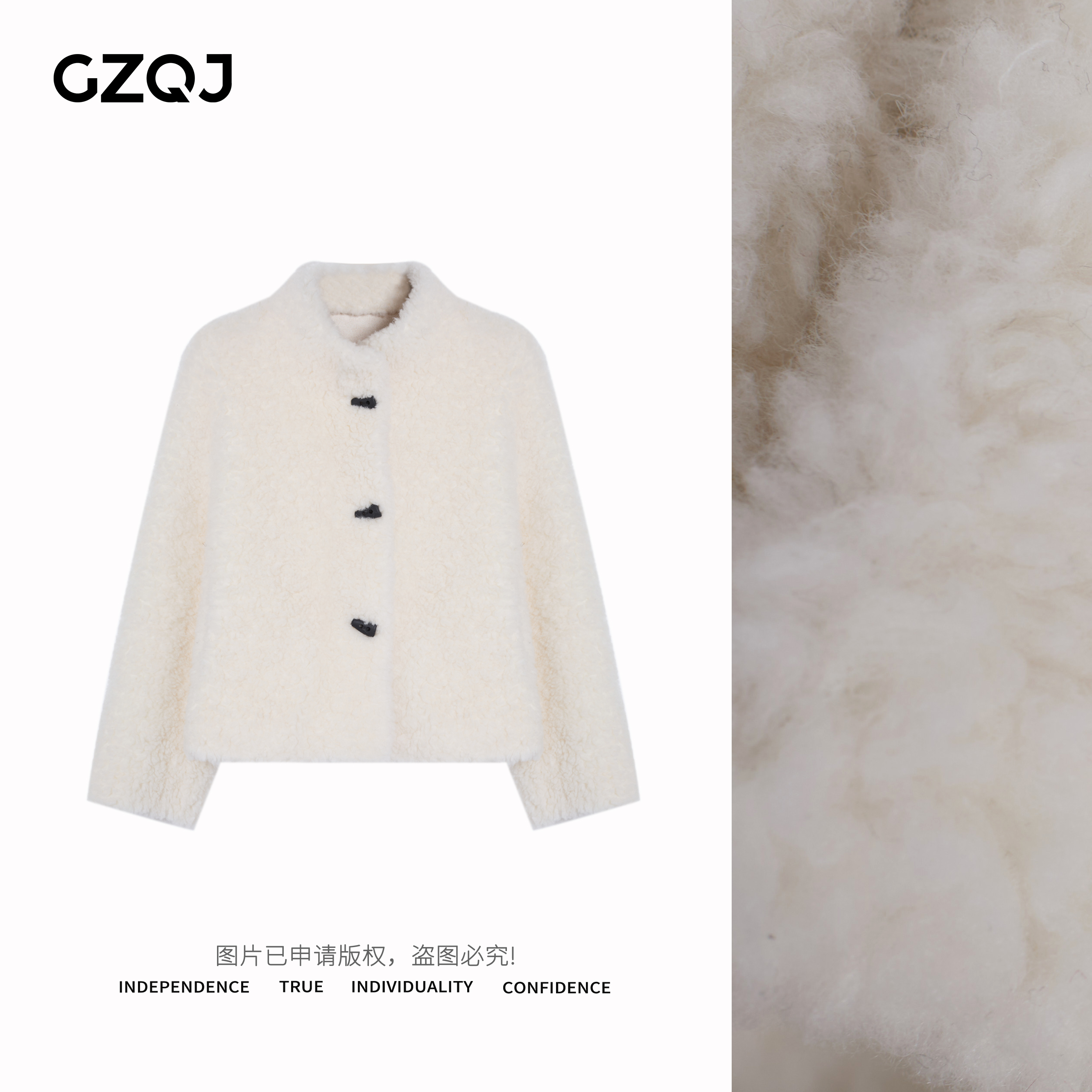 广州琴姐【优雅法则】100羊毛时尚百搭毛绒保暖冬季毛毛外套女34037