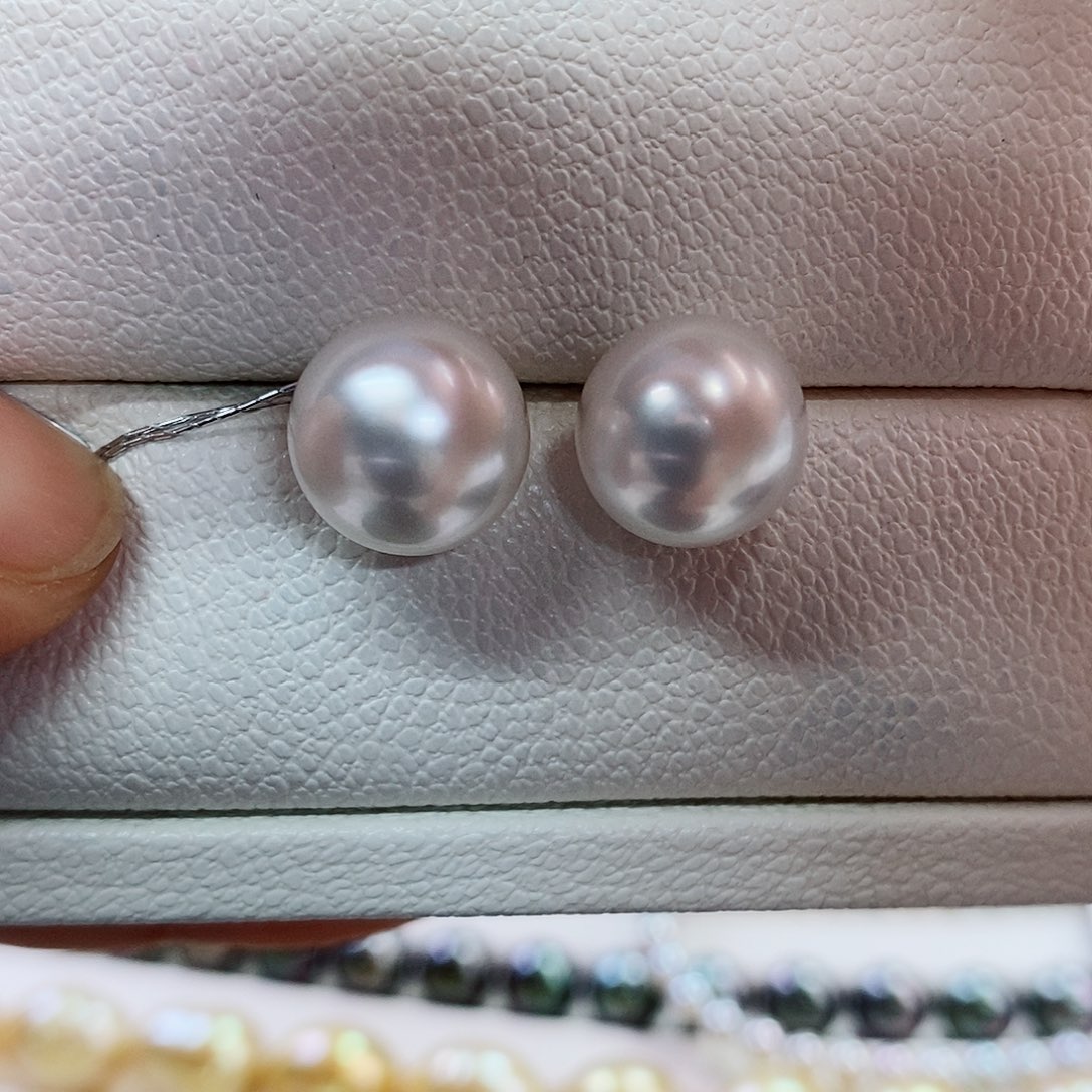 18K金镶嵌耳饰海水珍珠11-12