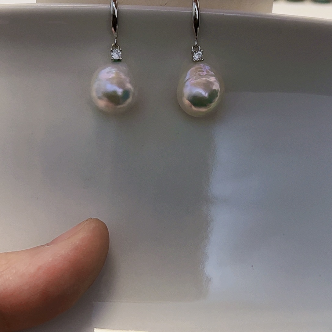 淡水珍珠耳饰银S925镶嵌