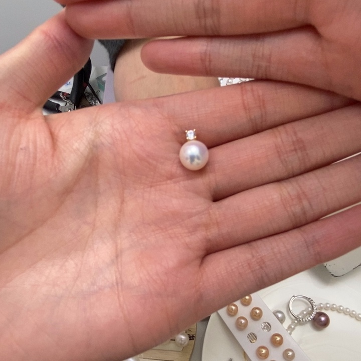 淡水珍珠银S925镶嵌戴妃吊坠8.9m